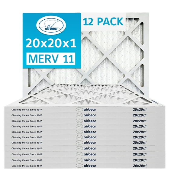 20x20x1 Air Filter MERV 11 (12-Pack) TRION Air Bear Pleated HVAC Air Filters Replacement (Actual Size 19.5 x 19.5 x .75)