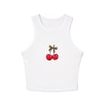 thumbnail image 2 of Leopard Bow Coquette Tee, Cherry Tank Top, Girly Y2k Rib Racer Tank, Cute Fruit Girls Crop Top, Summer Fruit Tank Top, Vintage Fruit Tank, 90s Tee, 2 of 6