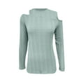 thumbnail image 4 of miqiqism Women Off-the-shoulder Shirts Long Sleeve Ribbed Pullover Tops Casual Round Neck Tunic Blouses for Lady, Loose Lightweight Outfits,01_Green,X-Large, 4 of 4