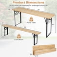 thumbnail image 3 of Costway 70" 3-Piece Folding Picnic Table with Benches for 6,Fir Wood&Metal Frame for Patio, 3 of 10