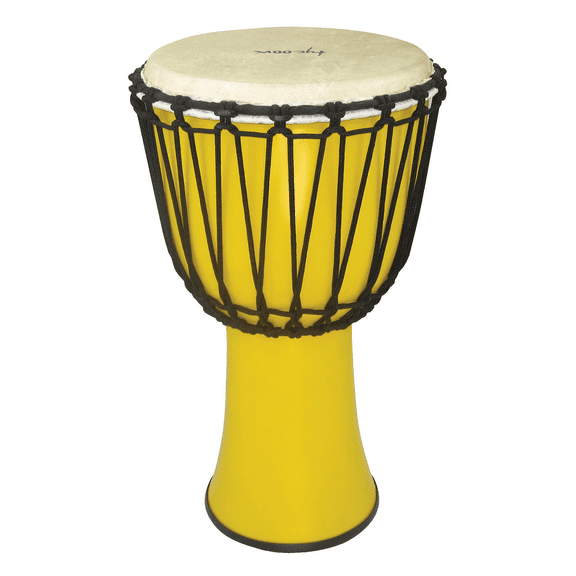 10 FIBERGLASS ROPE TUNED DJEMBE YELLOW FINISH