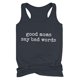 thumbnail image 1 of Camiseta sin mangas Honeeladyy de verano con texto "Good Moms Say Bad Words" para mujer, con estampado de actitud y espalda cruzada, informal, sin mangas, color negro, 1 of 5