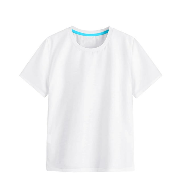 MEZZALL T-Shirt à Manches Courtes Doux pour Filles à Col Rond T-Shirts T-Shirt Imprimé Multicolore T-Shirts Doux Tout-Petits Tenue Quotidienne, Blanc, 7-8 Ans