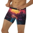 thumbnail image 3 of Xecao Neon Sunset Cyberpunk Cityscape Print Boxer Briefs for Men's Stretch Moisture-Wicking Underwear, Mid-Rise Classics breathable fabric, 3 of 7