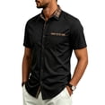 thumbnail image 2 of SAWOBUUN Men's Short Sleeve Button Down Shirt Plaid Casual Slim Fit Dress Shirt Summer Business Work Top with Chest Pocket, 2 of 9