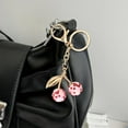 thumbnail image 5 of GRABLOOM Glittering Cherry Keychain Charm for Handbags Fruit Shaped Key Ring for Women, 5 of 8