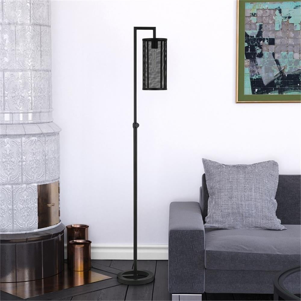 Evelyn&Zoe Industrial Metal Floor Lamp with Metal Mesh Shade