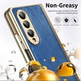 thumbnail image 3 of Dteck Case for Samsung Galaxy Z Fold 4,Luxury Leather Built-in Screen Protector Case Shockproof Electroplated Hard PC Bumper Cover for Galaxy Z Fold 4 5G,Blue, 3 of 9