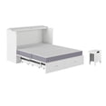 thumbnail image 1 of Home Square Ensemble de 2 Lits Escamotables Grand avec Coffre et Table d'Appoint, Blanc, 1 of 21