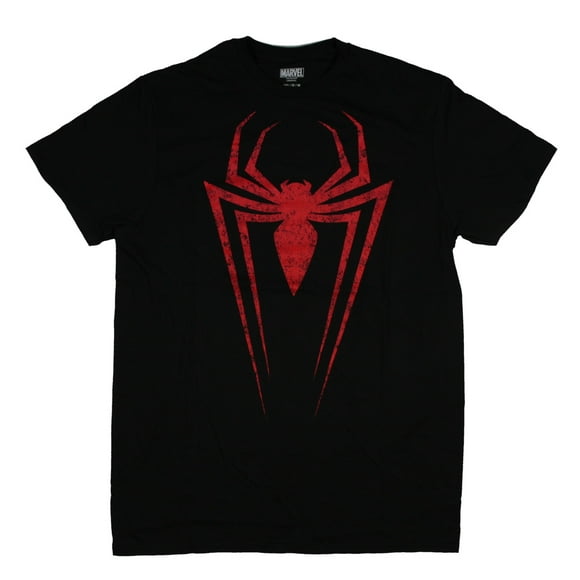 Marvel Spiderman Comic Book Superhero Distressed Logo Men's T-Shirt (Small)