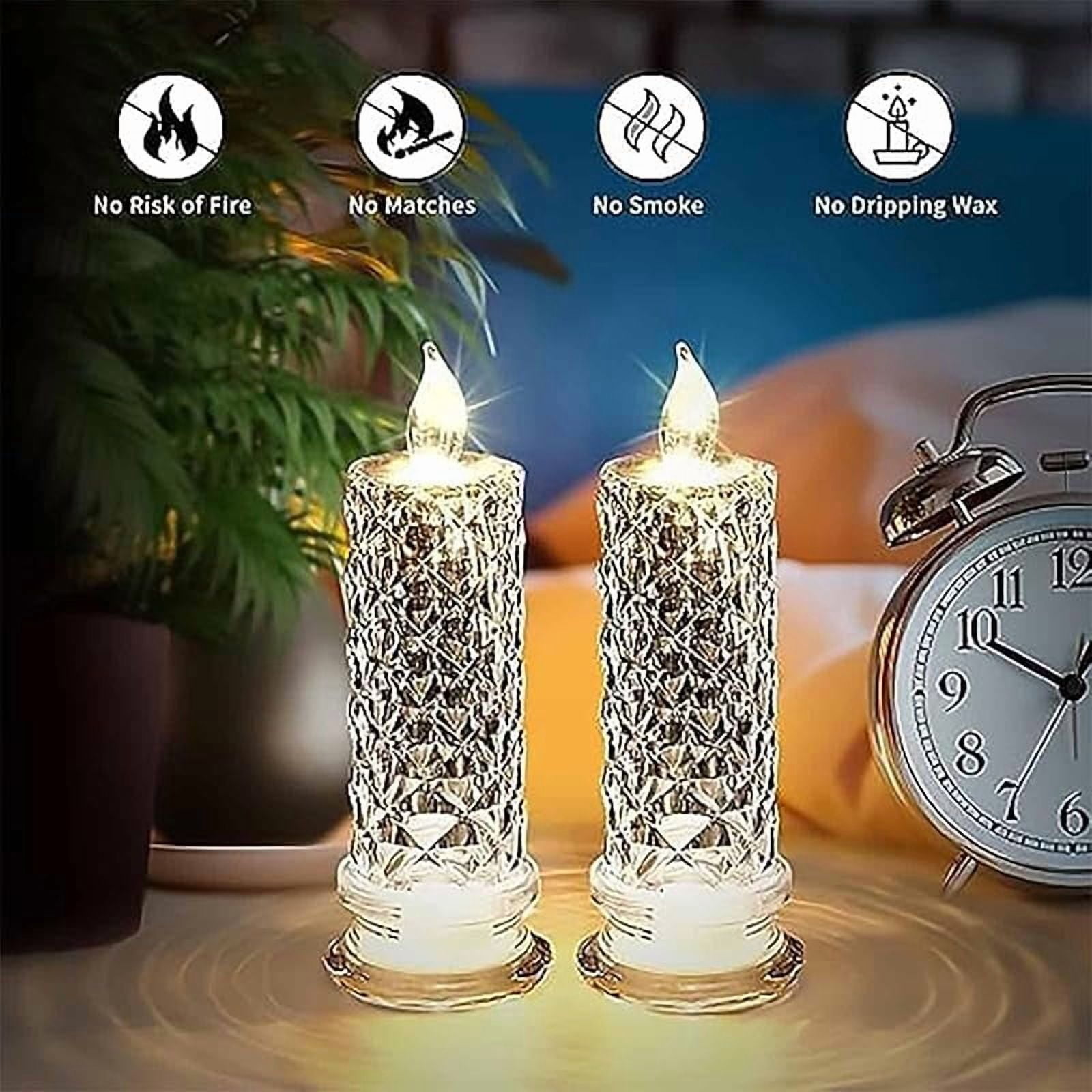 Led Crystal Candle Lights, 2/4/6pcs New Christmas Tree Led Candles, Rose Shadow Led Flameless Candles,Safe Flameless Design, Long Lasting for Valentines Christmas Decorations Home Decor (Pink*4)