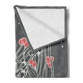 thumbnail image 2 of Kiss Me Soft Flannel Fleece Throw Blanket, Mistletoe Sketch with Christmas Theme and Hand Written Inscription, Cozy Plush for Indoor and Outdoor Use, 50" x 70", Charcoal Grey Vermilion, by Ambesonne, 2 of 5