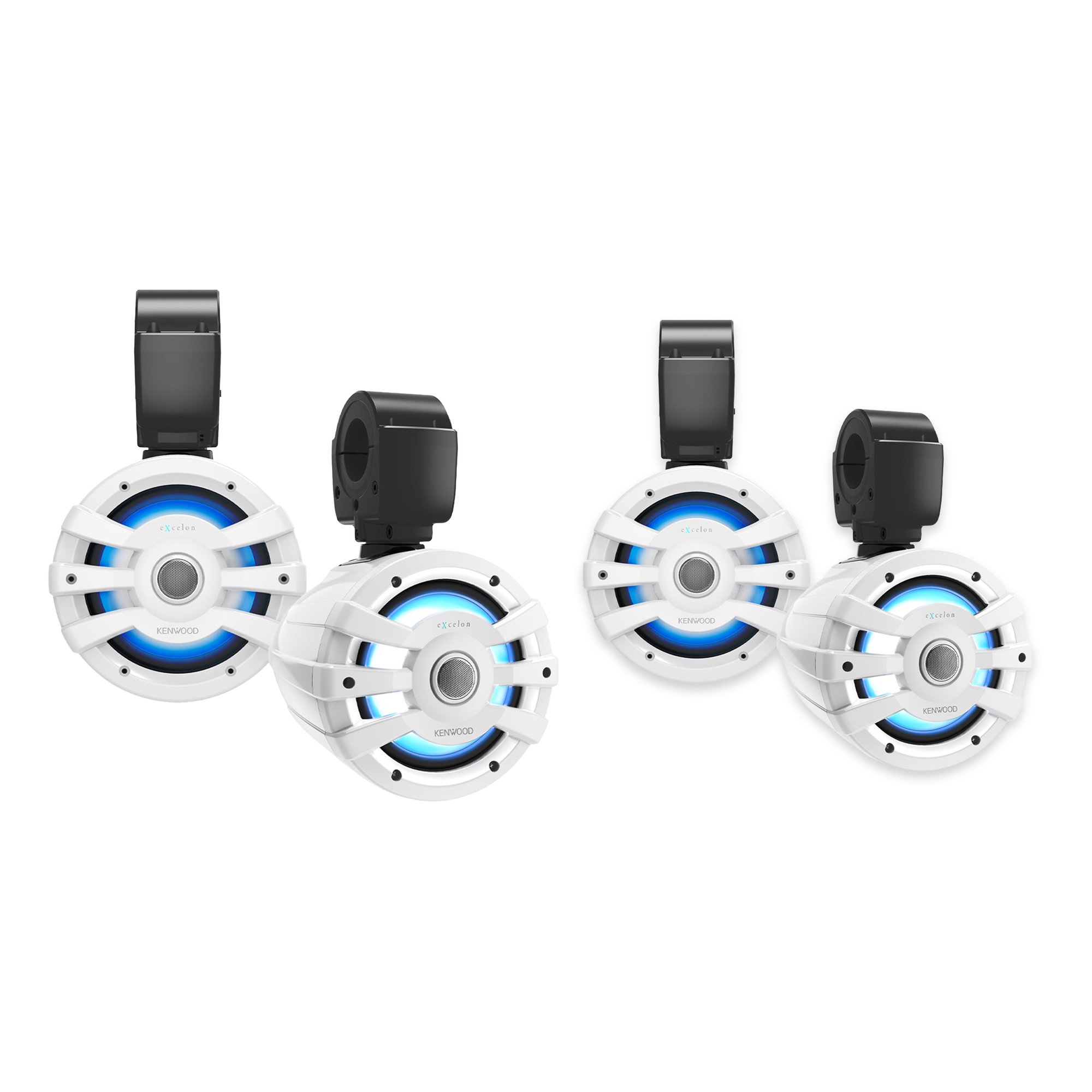 Kenwood 7.7" White Wake Tower LED Marine Speakers 2-Pair