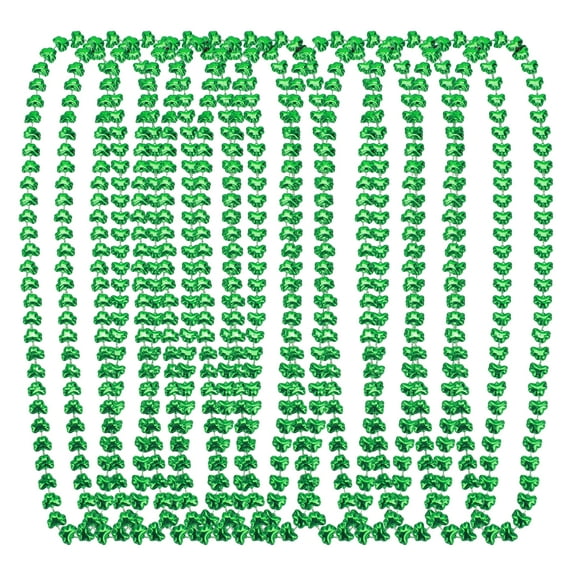 Brightness Charmed St. Patrick's Day 12-Pack Green Bead Necklace Set With Clover-Shaped Beads