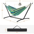 thumbnail image 2 of REKHH Double Hammock with Stand, 2-People Hammock & Stand Set Storage Bag & Carrying Bag, Outdoor/Indoor Heavy-Duty Portable Hammock, 450LB Capacity - Blue Green Stripe, 2 of 8