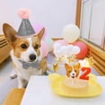 thumbnail image 3 of Pet Birthday Hat, Kitten Hat, Adjustable Pet Hat With Pom Pom Topper, 3 of 4