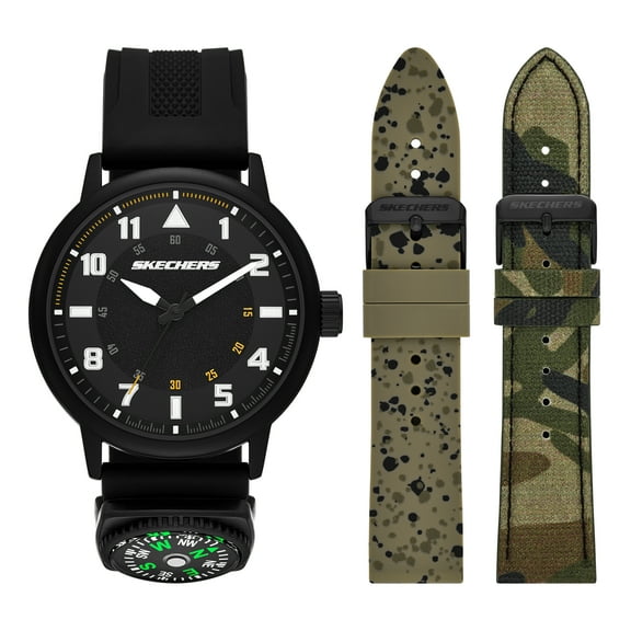 Skechers Men's Sets Analog Black Silicone Watch