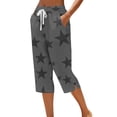 thumbnail image 6 of Cagogo Women's Capri Pants Star Print Drawstring Elastic Waist Loose Lounge Trousers Casual Summer Workout Capris with Pockets Beach Lounge Wear, Black 2XL, 6 of 6