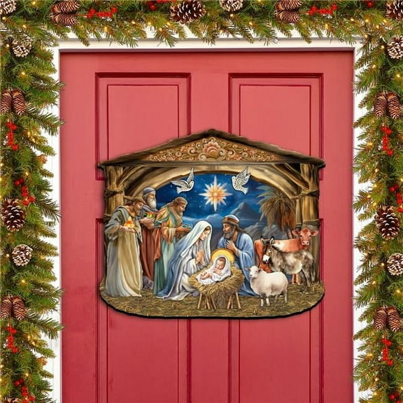 Designocracy 8652761H 24 x 18 in. The Birth of Jesus Nativity Scene Holiday Holiday Door Decor