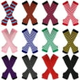 thumbnail image 2 of Namzi Arm Warmers 1-Pair Fingerless Gloves, Stretchy Gloves, Fingerless Mittens, Long Gloves, Striped Gloves for Daily & Outdoor Use,Blue Red White, 2 of 4