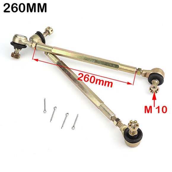 1pair 200mm-270mm M10 Steering Shaft Tie Rod With Tie Rod Ball Joint For 4 Wheel Kart Modification Atv Quad 50cc-250cc M10