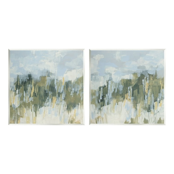 Stupell Industries Abstract Brushed Landscape Abstract Painting Unframed Art Print Wall Art, 12 x 12, Set of 2