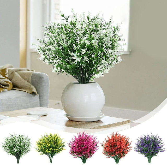 Plantas colgantes artificiales al aire libre | Flores artificiales de plástico multicolor realistas 8 paquetes | Decoración verde a prueba de sol interior exterior para porche, jardín, terraza