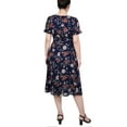 thumbnail image 3 of Women's Petite Short Sleeve Belted Swiss Dot Party Dress, 3 of 3