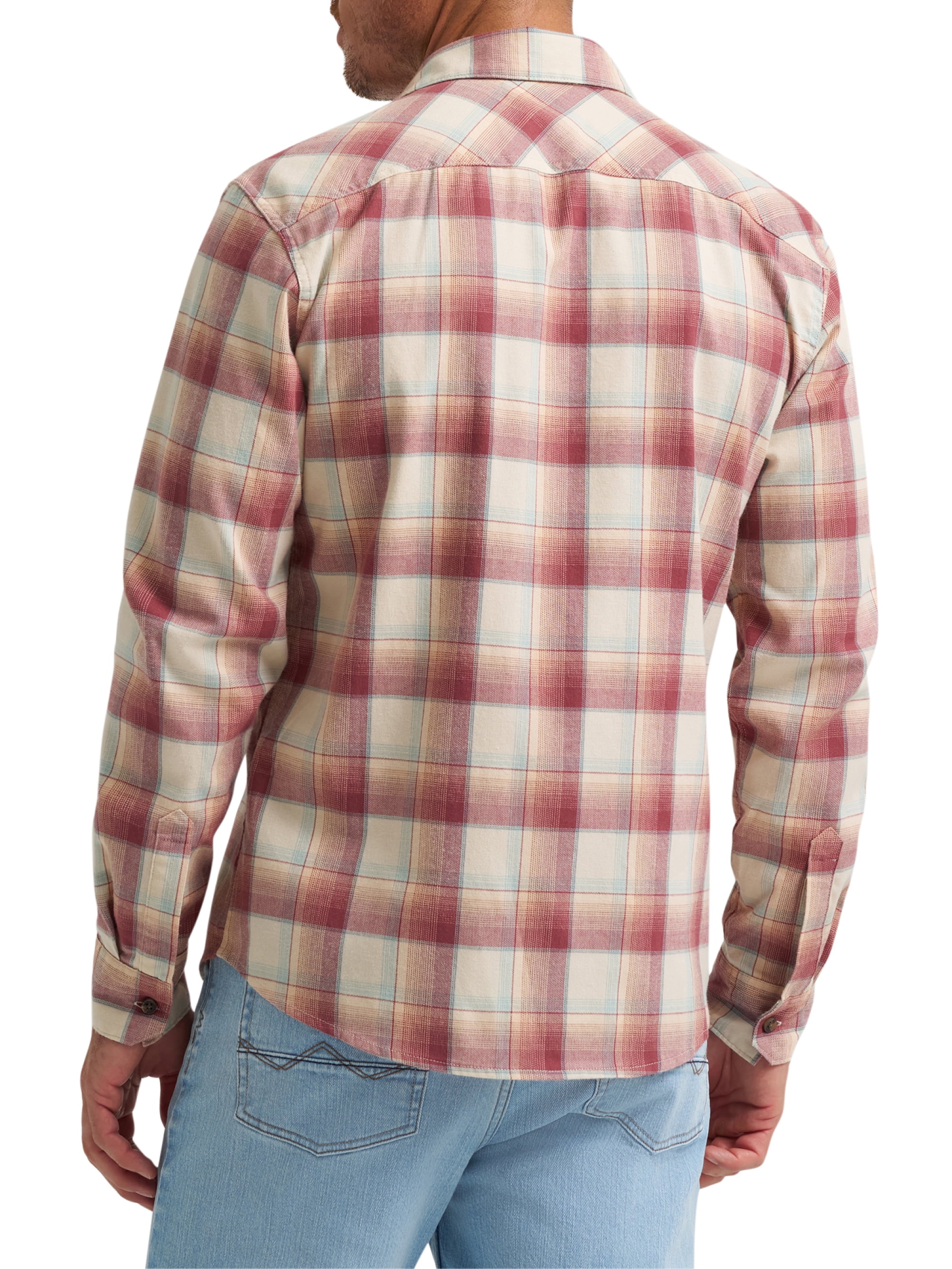 Wrangler® Men's Slim Fit Long Sleeve Woven Twill Shirt with Sunglasses Cleaner, Sizes S-5XL