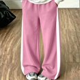 thumbnail image 2 of HAOTAGS Girls Sweatpants (5-15) Wide Leg Elastic Waist Pockets Side Stripe Track Pants Pink Size 7, 2 of 9