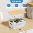 thumbnail image 2 of s Plastic Storage Bins with Bamboo Lids Stackable Storage Bins Decorative Small Basket Containers for Organizing Shelves Office Classroom Desktop Closet,Cream, 2 of 7
