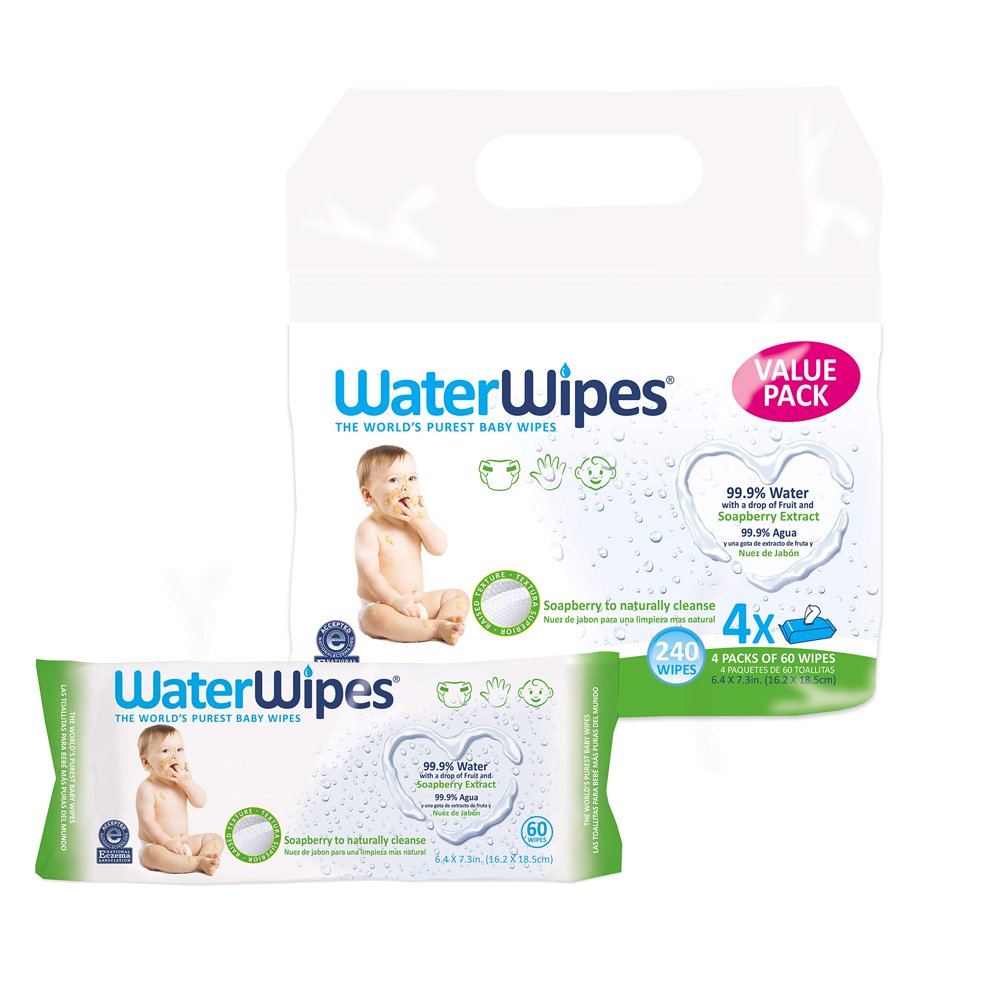 WaterWipes Hand Face Baby Wipes with Soapberry 240 Wipes (4 Pack of