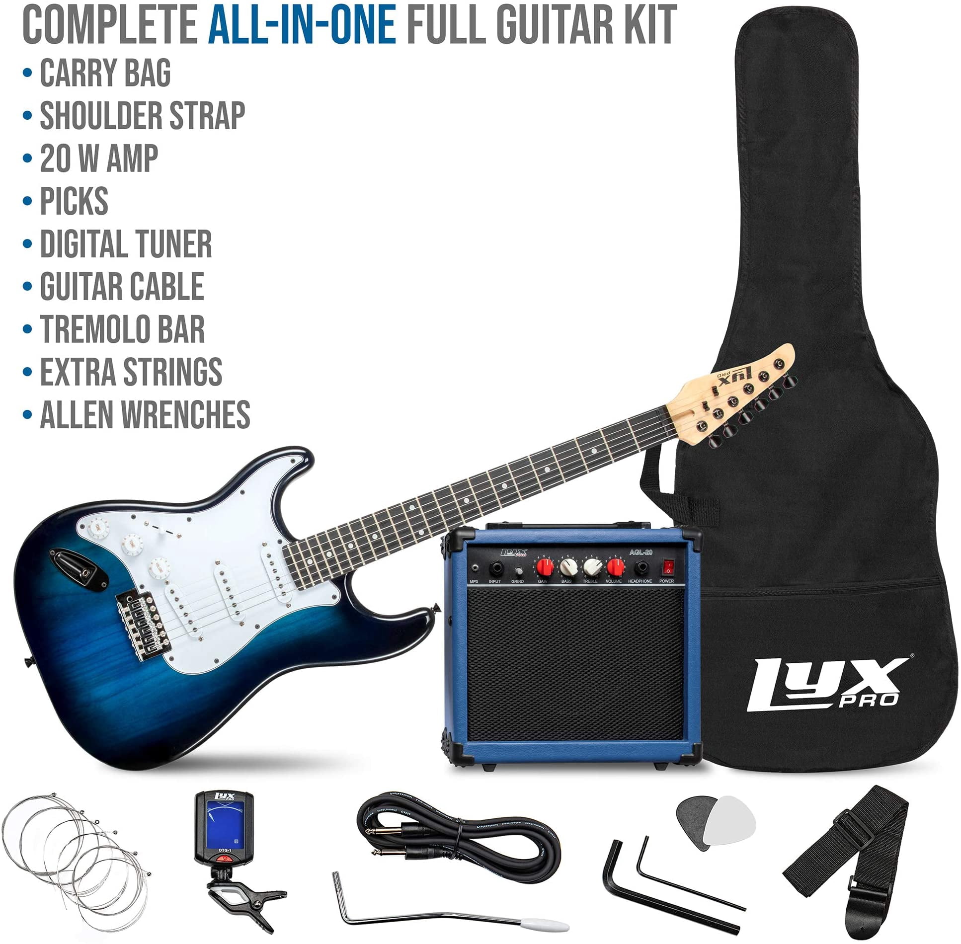 LyxPro 39 Inch Electric Guitar Beginner Kit with 20W Amp and Accessories