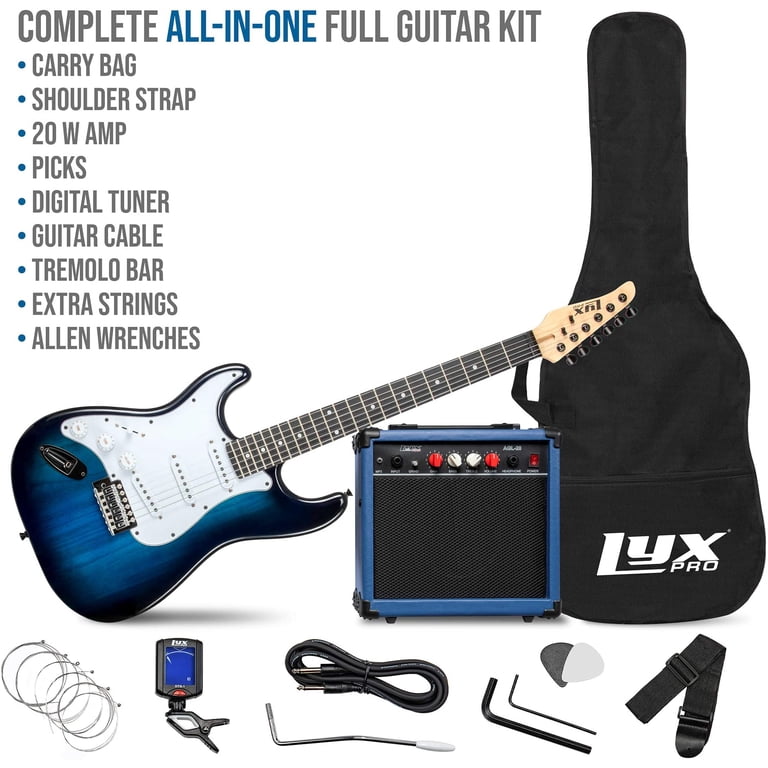 LyxPro 39" Left-Handed Electric Guitar Beginner Kit, Blue photo 2