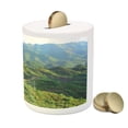 thumbnail image 3 of Nature Piggy Bank, Idyllic Aerial View of Historical Construction Invasion Natural Scenery, Ceramic Coin Bank Money Box for Cash Saving, 3.6" X 3.2", Green, by Ambesonne, 3 of 4