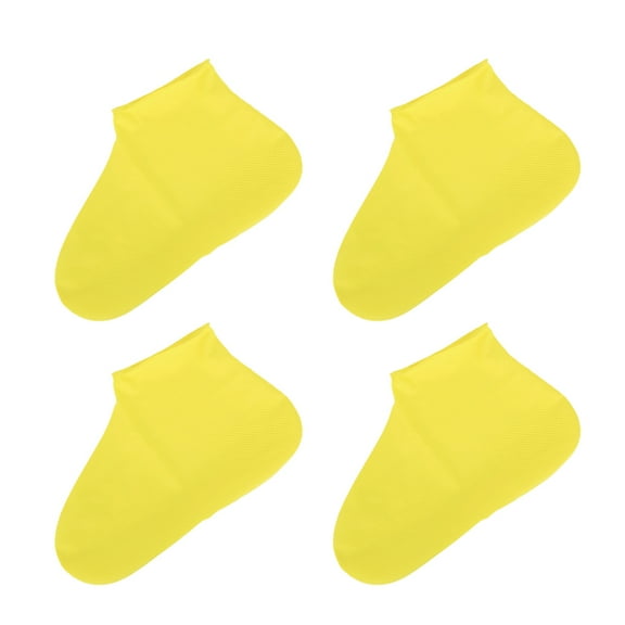 GOOHOCHY Waterproof Slip-Resistant Yellow Latex Shoe Covers 2Pairs