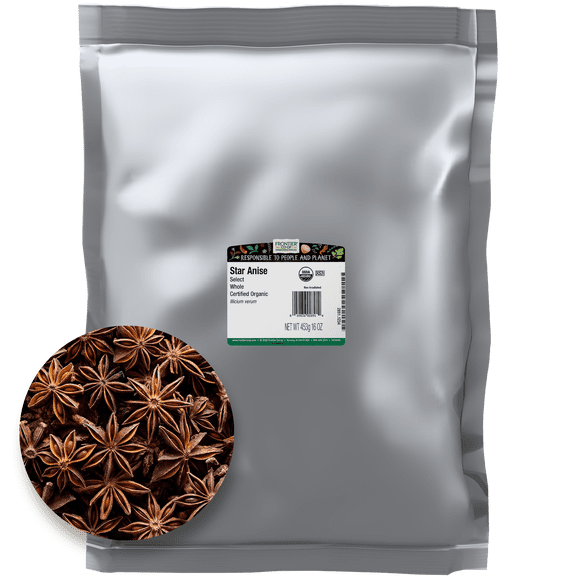Frontier Co-op Select Grade Whole Star Anise, Certified Organic, 16 oz
