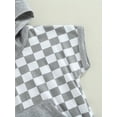 thumbnail image 6 of Bagilaanoe Newborn Baby Girls Boys Summer Romper Tops Short Sleeve Checkerboard Print Casual Hooded Bodusuit 6M 12M 18M 24M Pullover, 6 of 7