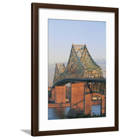Bridge across a River, Jacques Cartier Bridge, St. Lawrence River, Montreal, Quebec, Canada Framed Print Wall Art
