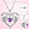 thumbnail image 3 of Angel Wings Necklace Pendant with Birthstone Guardian Angel Wings Infinity Necklace S925 Sterling Silver Purple Charm Gem Necklace Angel Gifts for Women, 3 of 7