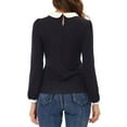thumbnail image 3 of Allegra K Women's  Peter Pan Collar Contrast Long Sleeve Shirt, 3 of 5