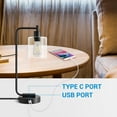 thumbnail image 4 of DEWENWILS Industrial Touch Control Table Lamps with Glass Shade, 3 Way Dimmable with USB Ports, Black, E26 Buld Included, 4 of 7