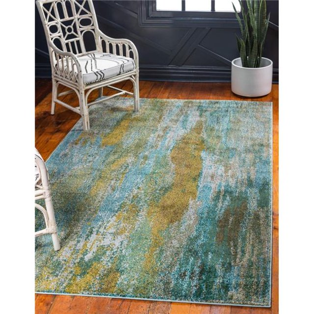 Unique Loom 3128084 5 x 8 ft. Lilly Jardin Rectangular Rug, Turquoise