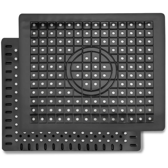 2 pack Kitchen Sink Mat, 12" x 10" Dish Drying Mat, Rectangular Sink Protector Mats for Bottom of Kitchen Sink, Fast Draining Sink Mats Grid, Black