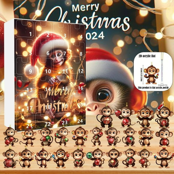 EGNMCR Christmas Decorations, Christmas Tree Ornaments, Christmas Gifts 2024 Monkey Pendant Christmas Countdown Calendar Advent Calendar