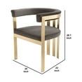 thumbnail image 5 of Cid 24 Inch Modern Accent Chair, Curved Slatted Back, Velvet, Gray, Gold, 5 of 5