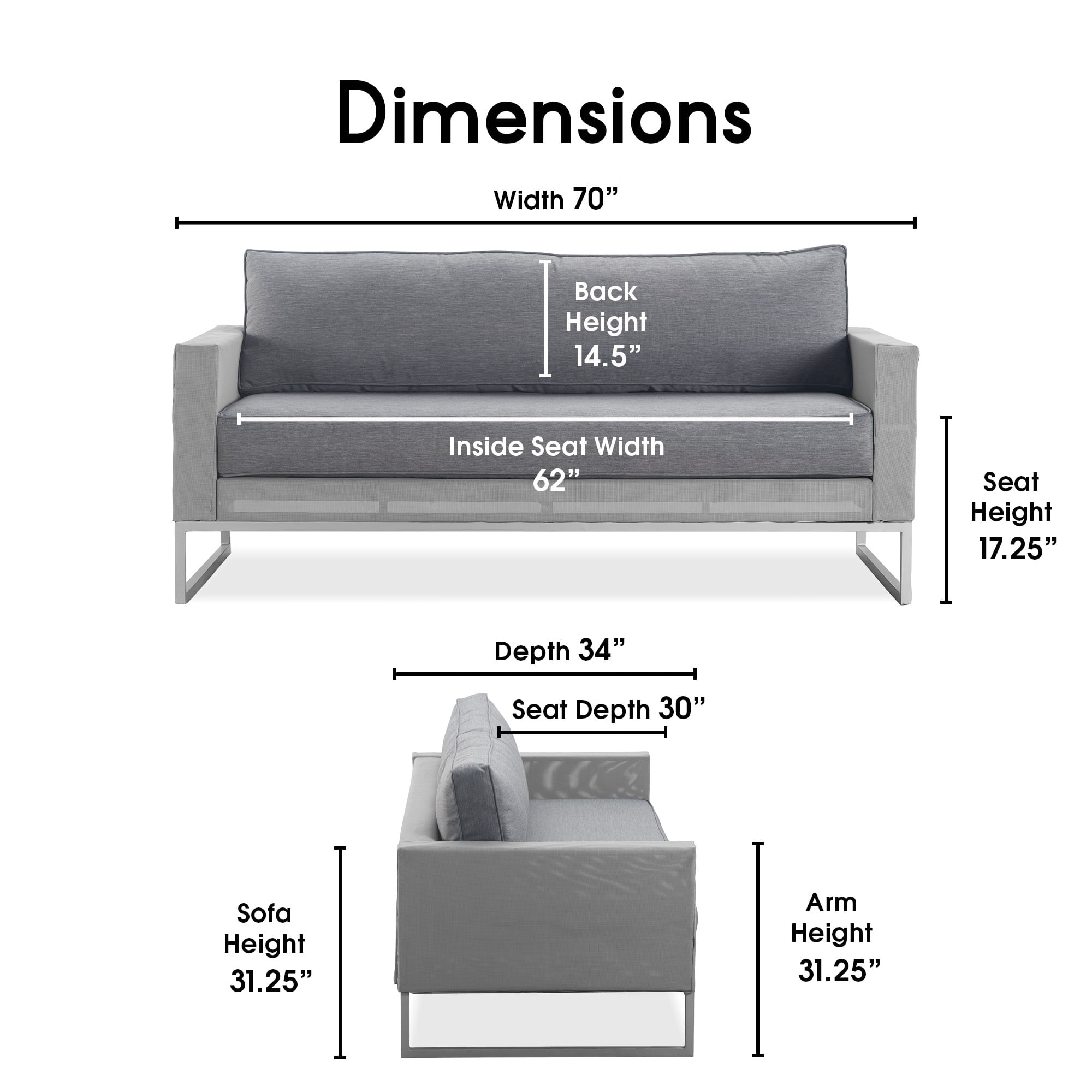 Elle Decor Tropez Sofa French Gray Mesh