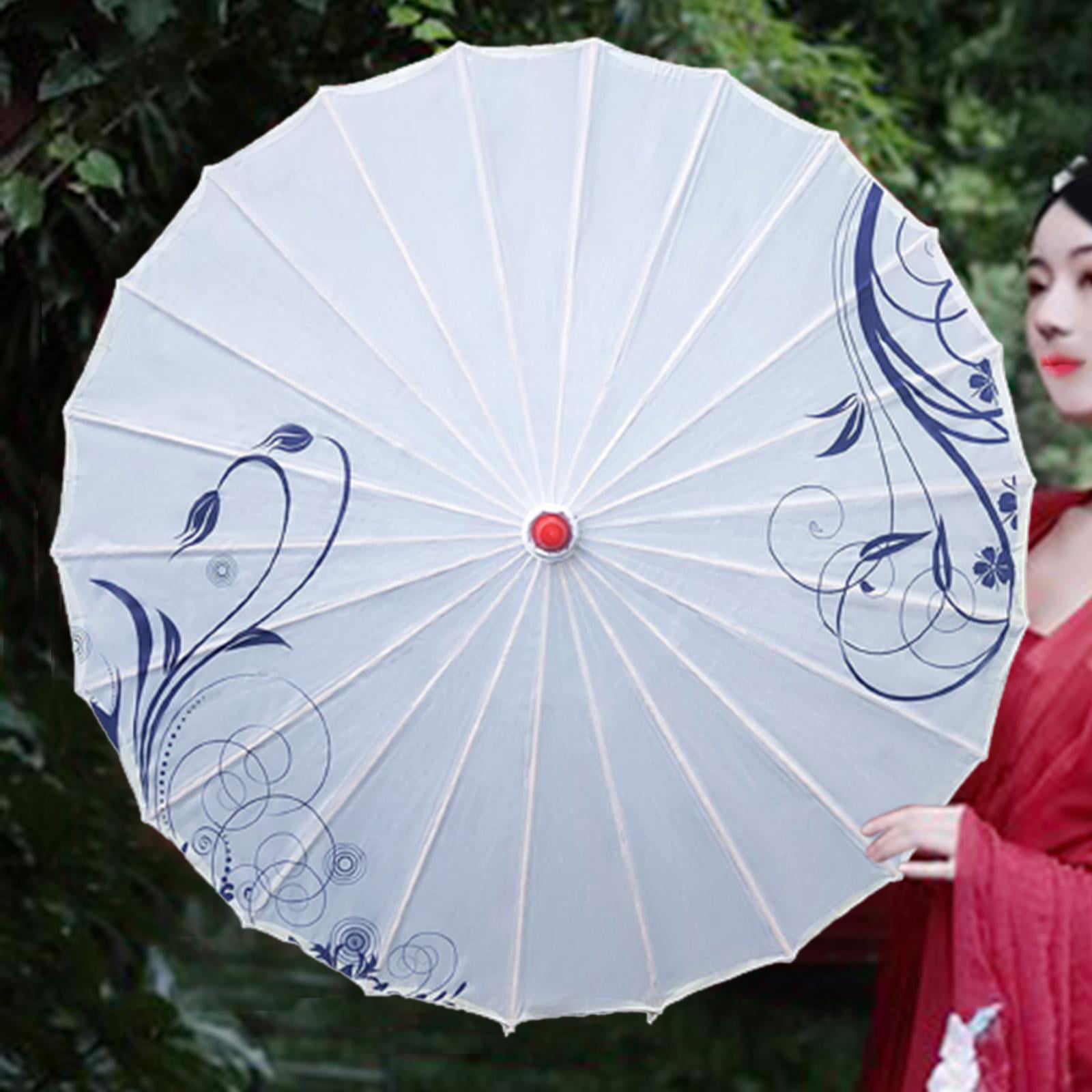 82cm Silk Cloth Women Umbrella, Handmade Oil Paper Parasol, Chinese Style Oiled  Paper Umbrella for Music Festivals, Dance, Events, Film Style A 