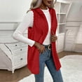 thumbnail image 3 of cocolona Womens Fleece Vest Casual Solid Color Oversized Sleeveless Jacket Winter Fuzzy Warm Hooded Coats, 3 of 8