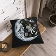 thumbnail image 3 of DouZhe Velvet Decorative Throw Pillow Covers Set of 2, Soft Square Cushion Cover with Invisible Zipper Swing Moon Astronaut Skull Printing, 20"x20", 3 of 7
